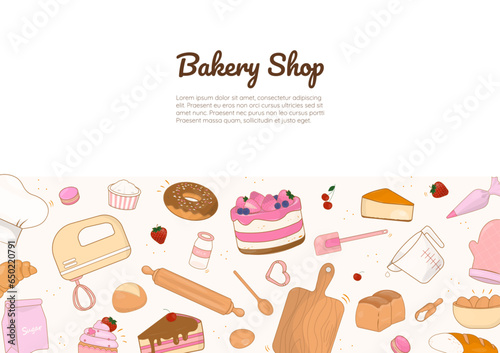 Bakery shop and cooking utensil background