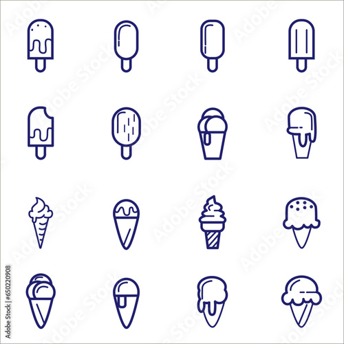 Ice cream icon. Vector simple linear icons. Black signs on white background. EPS 10. - stock vector