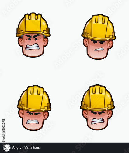 Construction Worker - Expressions - Negative - Angry - Variations