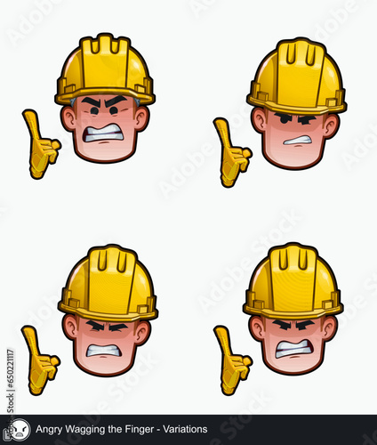 Construction Worker - Expressions - Negative - Angry Wagging the Finger - Variations
