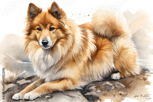 watercolor picture of a cute dog © boying