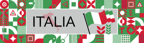 Italia national day banner with map, Flag of united arab emirates  colors theme background and geometric abstract retro modern colorfull design with raised hands or fists.