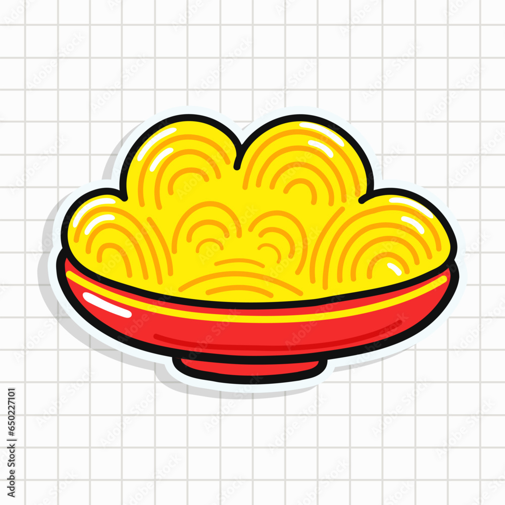 Cute Plate of Spaghetti sticker character. Vector hand drawn cartoon kawaii character illustration icon. Fun Plate of Spaghetti sticker character concept Cute Plate of Spaghetti sticker character. Vector hand drawn cartoon kawaii character illustration icon. Fun Plate of Spaghetti sticker character concept