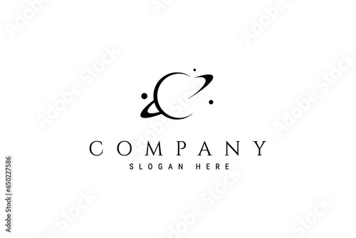 Saturn planet abstract logo design illustration