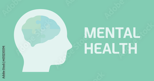Mental Health World Day. Healthy, wellness, emotions, feelings, mind. Psychology, medicine, psychiatry. Intelligence, intellect, education, learning, brain, intellect. Icon, vector, puzzle