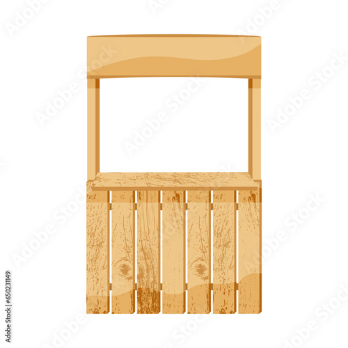 Wooden outdoor booth for outdoor sales. Market stall for retail trade.Vector illustration.