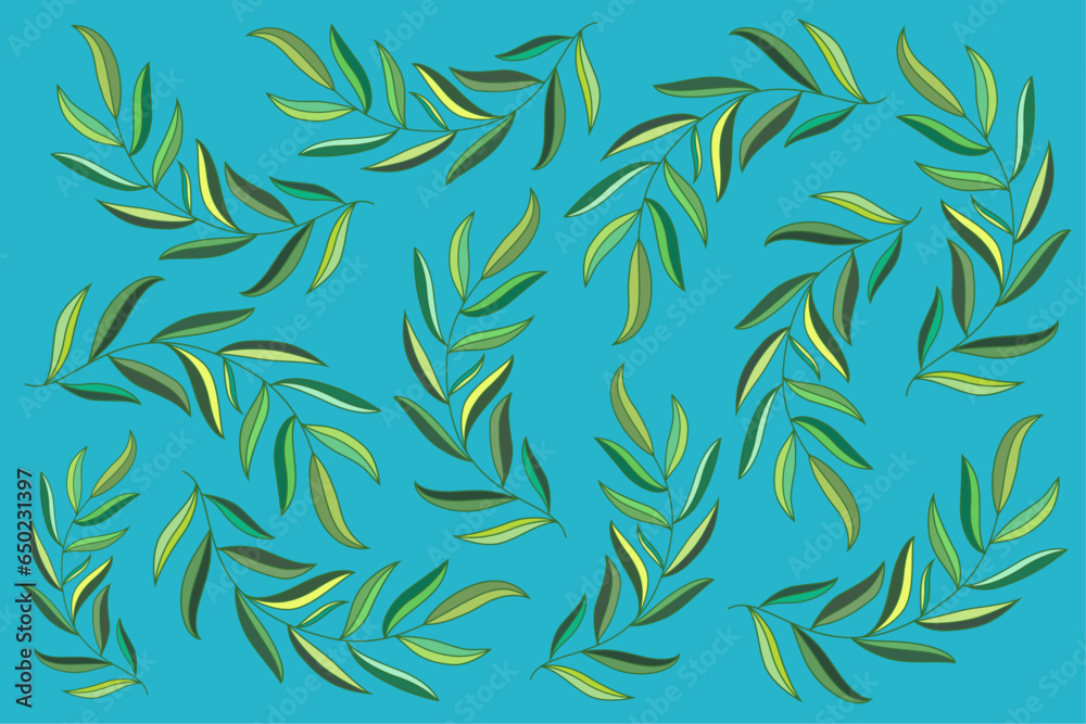 Background of branches with beautiful leaves in vector. Flat style. Beautiful pattern with branches and leaves. Background of branches with beautiful leaves in vector. Flat style. Beautiful pattern with branches and leaves.