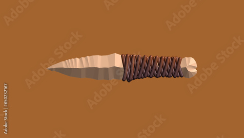 flint prehistoric knife, 3d vector