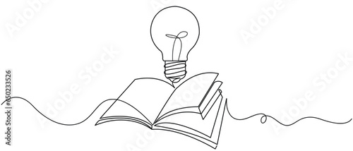  line art book with bulb lamp vector eps 10