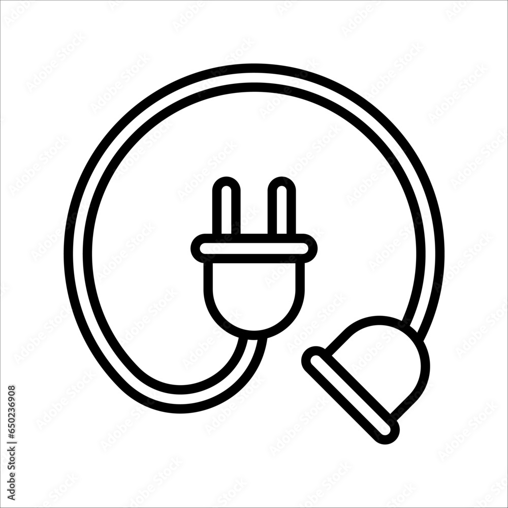 Electrical plug icon. Uk electric plug icon. Wire, cable of energy disconnect. vector illustration on white background Electrical plug icon. Uk electric plug icon. Wire, cable of energy disconnect. vector illustration on white background