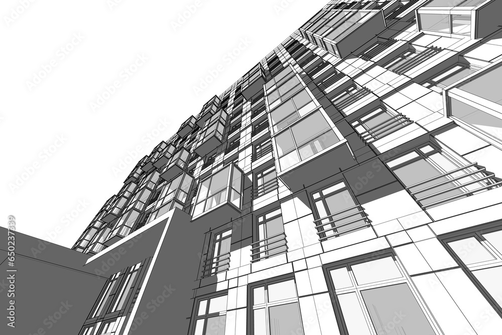 Fototapeta premium Architectural design of a building 3d rendering