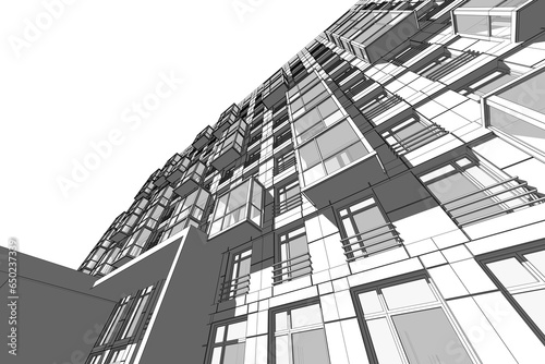 Architectural design of a building 3d rendering