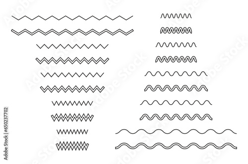 Set of wavy horizontal lines. Vector border design element