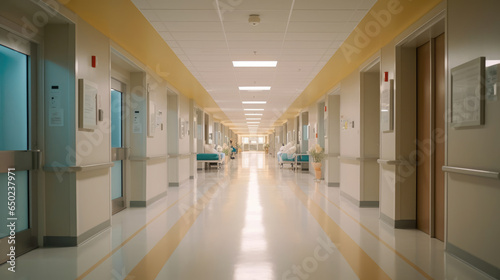 An empty modern hospital corridor © didiksaputra