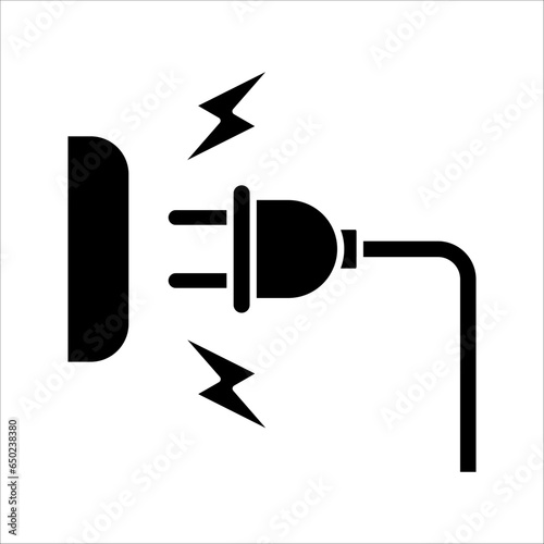Electric socket with a plug. Connection and disconnection concept. Electric plug and outlet socket unplugged. vector illustration on white background