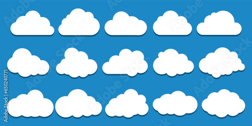 Set cloud in a flat design. White cloud collection