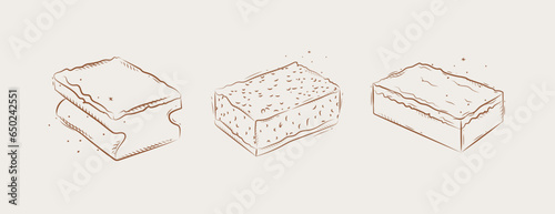 Obraz na płótnie Kitchen washcloth drawing in graphic style on beige background w salonie