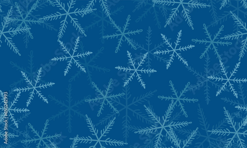 Snowflakes winter pattern. Vector. Christmas background for wallpaper, packagings, textiles, paper, etc.
