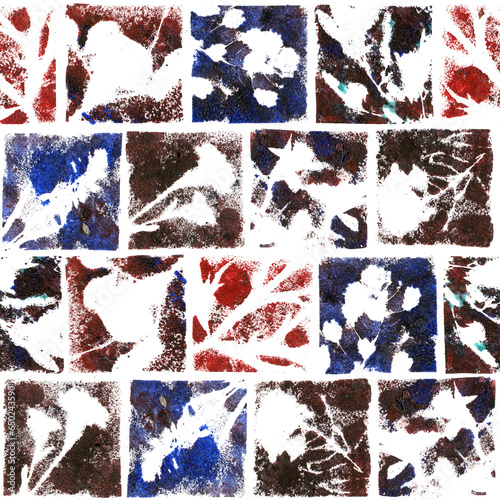 Abstract floral seamless pattern. An imprint of wildflowers.