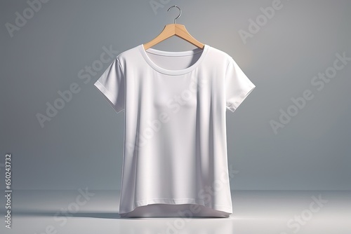 blank t shirt, 3d illustration of a women's plain white t-shirt 