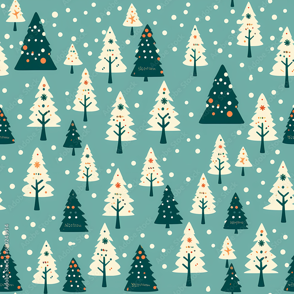 Christmas is here! Varied Pattern of Tree. Generative AI illustration.