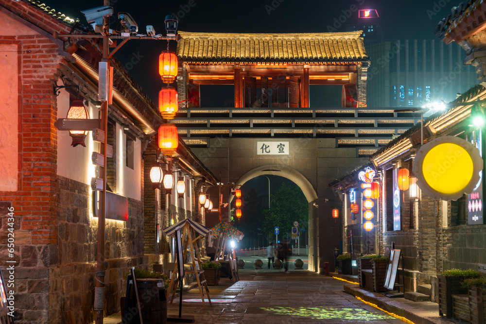 Night View of Old Street in Suocheng City, Yantai, Shandong, China