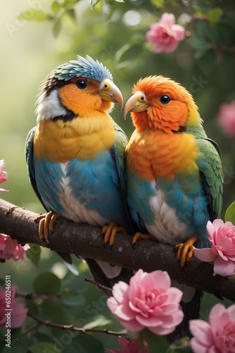 couple of parrots,ai generate