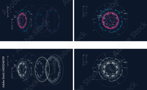 Vector editable, Sci-fi Futuristic UI FUI abstract circular element design