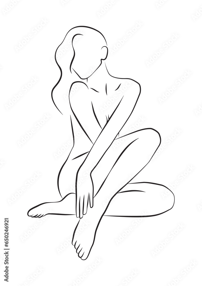 Fototapeta premium line art beautiful woman portrait, simple minimalist vector illustration, isolated abstract girl, female body contour, beauty and spa salon concept