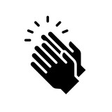 Applause glyph icon. Clapping Hands Cheers slap. Celebration hand gesture. Audience slam. Applauding or ovation applause gesture making noise. Vector illustration. Design