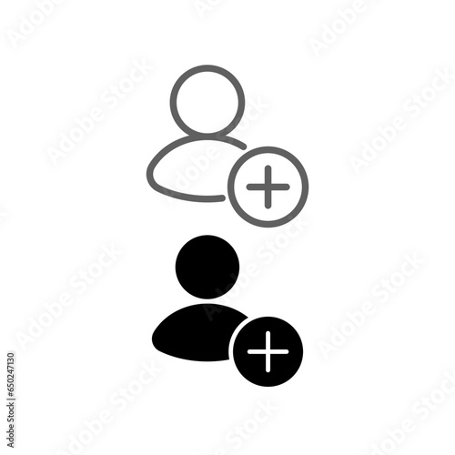 Add friend line and glyph icon. Profile user. Follows person symbol. User Add Contact. Simple pictogram outline and flat style. Editable stroke. Vector illustration. Design