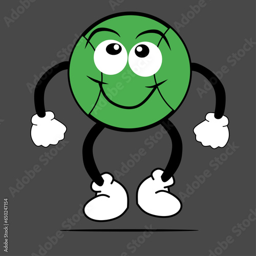 An illustration of a cartoon character with a tennis ball on a dark background is suitable for introducing the sport of tennis