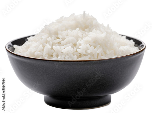Bowl of steamed rice  isolated on transparent background,close up.