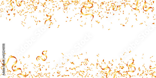 shiny golden confetti and tinsel luxury background vector for festival, decoration, birthday, party celebration and holiday