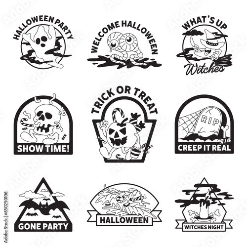 Badges collection set for halloween celebration good for social media content, print base application and merchandise.