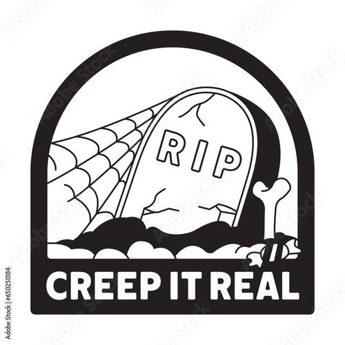 tombstone Halloween badges design good for social media content, print base application and merchandise.