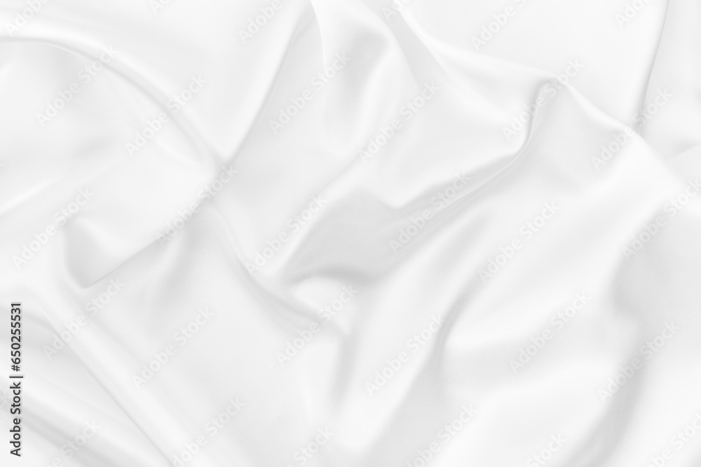 Rippled white silk fabric background