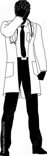 Silhouette doctor man medical healthcare person in a lab coat.