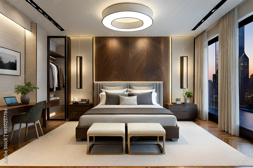 a smart bedroom and describe how technology can be integrated to enhance comfort and convenience