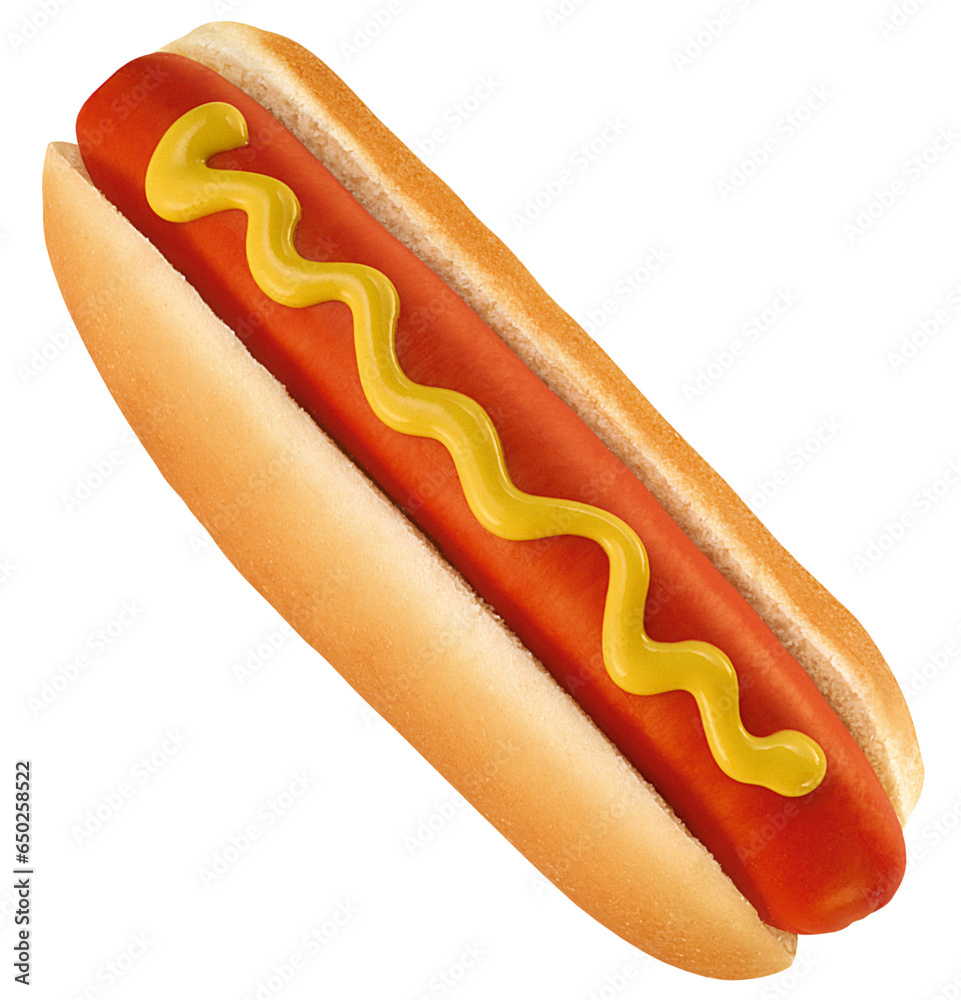 cachorro-quente com mostarda amarela isolado em fundo transparente - hot-dog com molho de mostarda cachorro-quente com mostarda amarela isolado em fundo transparente - hot-dog com molho de mostarda