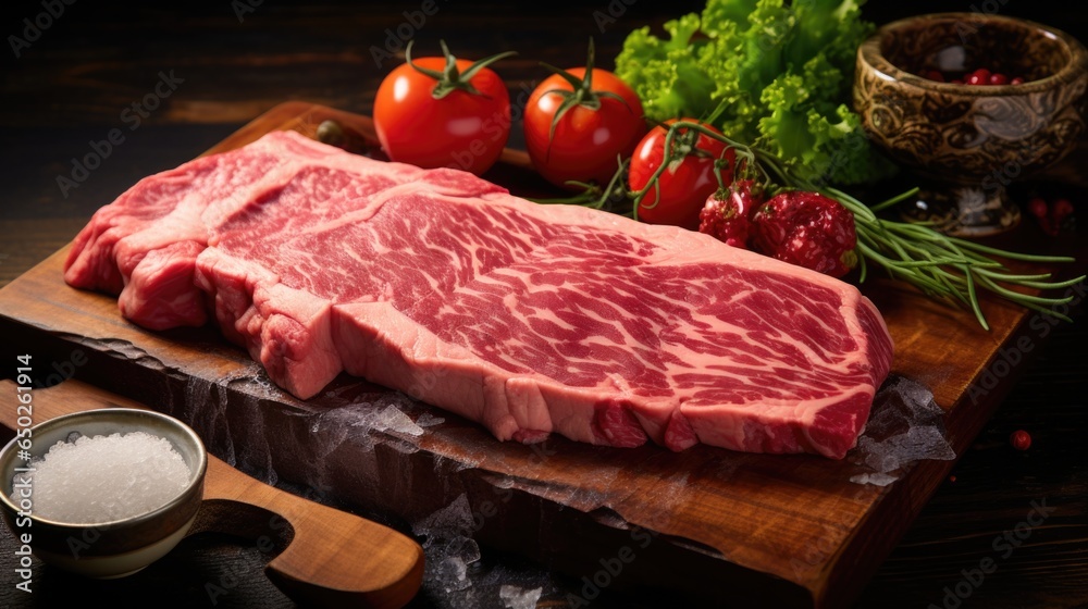 Wagyu a5 beef background for product display.