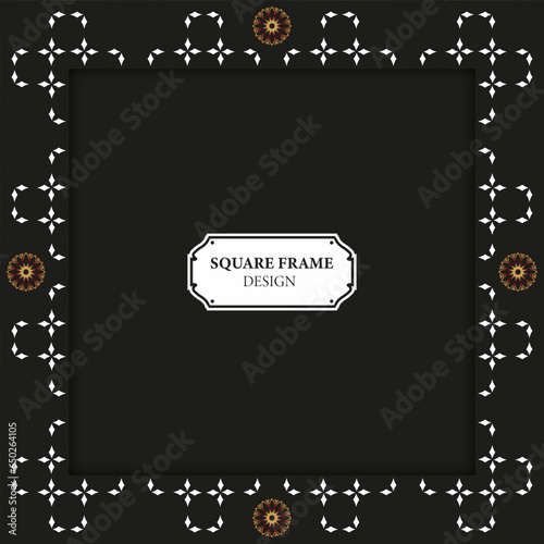Square frame. Template for your design with ornamental elements. Decor for packing, banner, flyer and print design. Workpiece for your design.