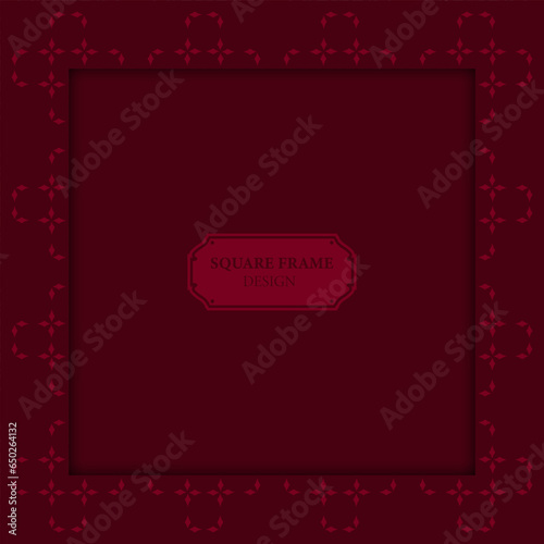 Square frame. Template for your design with ornamental elements. Decor for packing, banner, flyer and print design. Workpiece for your design.