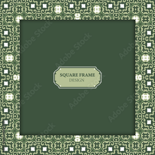 Square frame. Template for your design with ornamental elements. Decor for packing, banner, flyer and print design. Workpiece for your design.