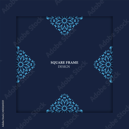 Square frame. Template for your design with ornamental elements. Decor for packing, banner, flyer and print design. Workpiece for your design.