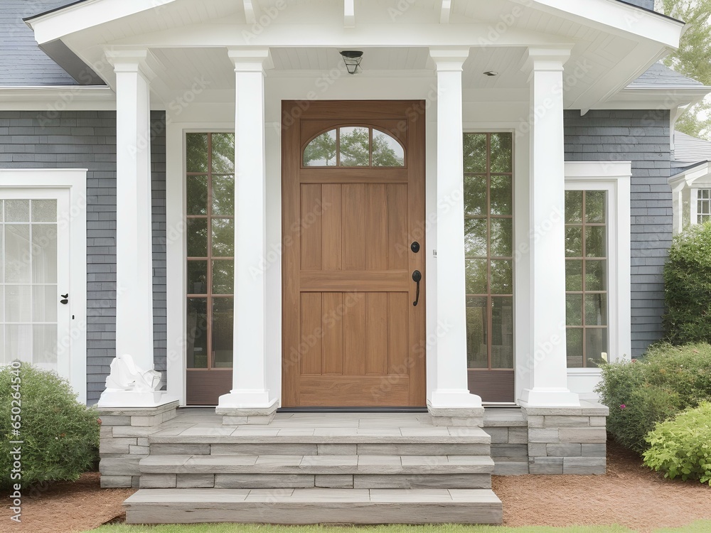 entrance to the house white piller entrance to the house white piller