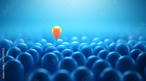 This image captures the concept of unique talent and standing out, featuring one balloon that stands out from the rest. The balloon is distinct, symbolizing individuality and uniqueness. photo