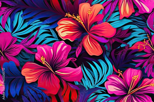 Vaporwave Floral Pattern. Floral Background. Generative AI