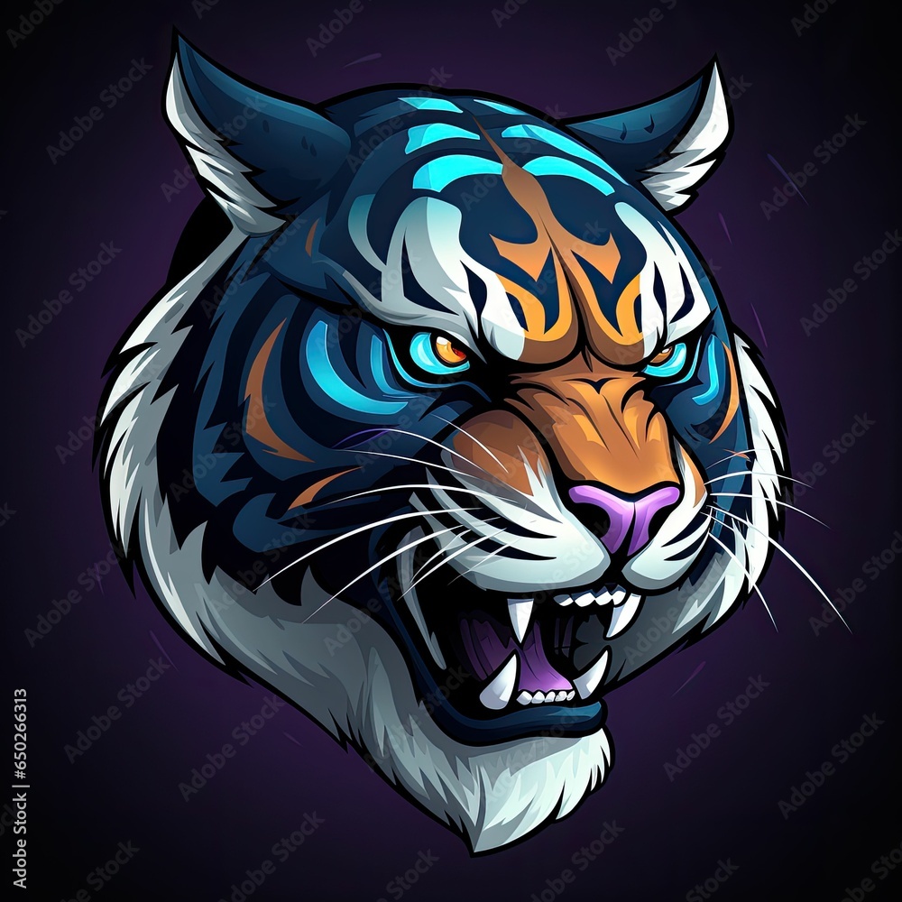 Mutant Tiger Mascot Icon. Mascot Logo, Tiger Logo, Generative AI