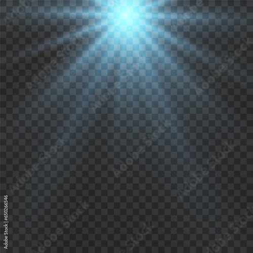 Glowing Light Stars with Sparkles. Blue Light flare effect. Vector EPS 10